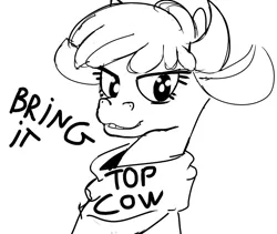 Size: 950x800 | Tagged: arizona cow, black and white, community related, cow, derpibooru import, drawfag, grayscale, monochrome, safe, sketch, solo, them's fightin' herds, top gun