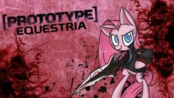 Size: 1920x1080 | Tagged: artist:voids-edge, clothes, cosplay, costume, crossover, derpibooru import, pinkamena diane pie, pinkie pie, [prototype], safe, solo, wallpaper