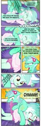 Size: 949x2873 | Tagged: suggestive, artist:ponymaan, derpibooru import, bon bon, lyra heartstrings, sweetie drops, pony, comic:by skywalker's hand, comic:lyra-lyra's bizarre adventure, equestria girls, rainbow rocks, angry, ass, assisted exposure, bathrobe, biting, butt, clothes, comic, cutie mark underwear, fight, human ponidox, panties, pink underwear, robe, self ponidox, sports, underwear, wedgie, wrestling