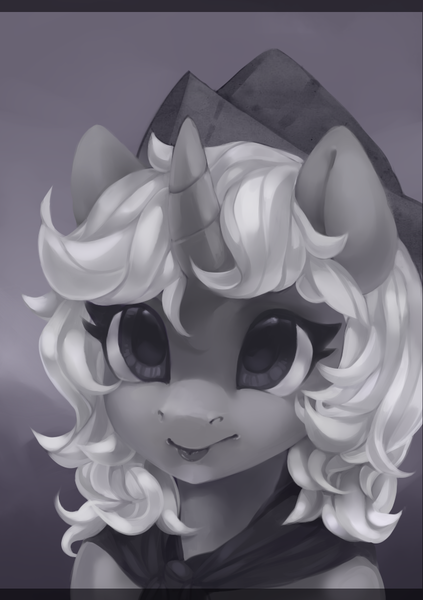 Size: 740x1050 | Tagged: artist:share dast, bust, cartographer's cap, derpibooru import, female, filly, grayscale, hat, monochrome, portrait, princess luna, safe, solo, woona, younger