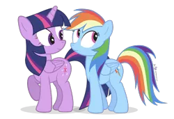 Size: 875x600 | Tagged: safe, artist:dm29, derpibooru import, rainbow dash, twilight sparkle, twilight sparkle (alicorn), alicorn, pony, duo, female, mare, simple background, transparent background