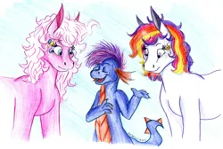 Size: 2098x1406 | Tagged: artist:animagicworld, derpibooru import, g3, master kenbroath gilspotten heathspike, pinkie pie (g3), safe, sunny daze (g3), traditional art