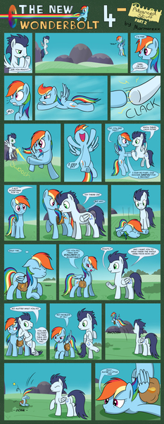 Size: 1280x3302 | Tagged: safe, artist:marmorexx, derpibooru import, rainbow dash, soarin', pony, comic:the new wonderbolt, bag, comic, flying, mountain, saddle bag