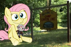 Size: 775x512 | Tagged: safe, derpibooru import, fluttershy, .mov, camp, camping, funko pop!, image, jason voorhees, png, pony.mov, stay out of my shed