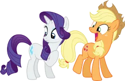 Size: 4926x3200 | Tagged: safe, artist:djdavid98, artist:hawk9mm, artist:uxyd, derpibooru import, applejack, rarity, pony, made in manehattan, .ai available, applejack's damaged hat, group, simple background, transparent background, vector