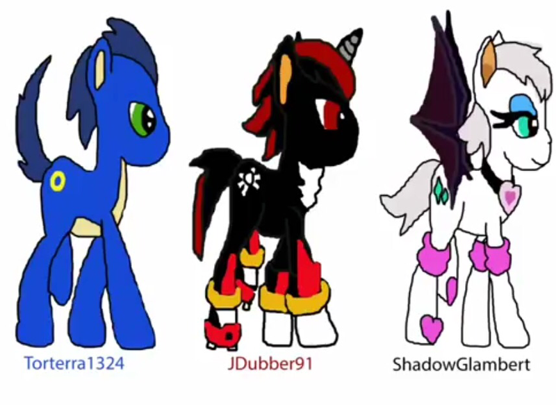 Size: 857x625 | Tagged: safe, artist:jbb1221991, derpibooru import, ponified, pony, rouge the bat, shadow the hedgehog, sonic the hedgehog, sonic the hedgehog (series)