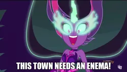 Size: 1280x720 | Tagged: safe, derpibooru import, screencap, sci-twi, twilight sparkle, equestria girls, friendship games, batman, discovery family logo, meme, midnight sparkle, midnight sparkle's lines, the joker