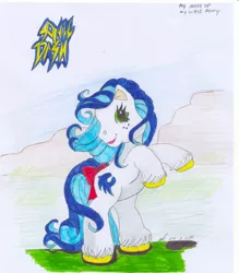 Size: 1700x1938 | Tagged: safe, artist:lana56, derpibooru import, ponified, pony, g3, solo, sonic the hedgehog, sonic the hedgehog (series), traditional art