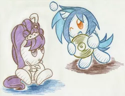 Size: 2161x1655 | Tagged: artist:kannatc, chao, crossover, derpibooru import, oc, oc:star divine, safe, sonic adventure, sonic the hedgehog (series), species swap, traditional art, vinyl scratch