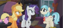 Size: 839x372 | Tagged: applejack, coco pommel, coco's apartment, derpibooru import, made in manehattan, rarity, safe, screencap