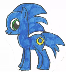 Size: 1024x1121 | Tagged: safe, artist:sonicanderikfan, derpibooru import, ponified, ponified:sonic the hedgehog, pony, image, jpeg, solo, sonic the hedgehog, sonic the hedgehog (series), traditional art
