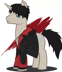 Size: 1024x1188 | Tagged: safe, artist:megablack0x, derpibooru import, ponified, pony, clothes, coat, crossover, dante (devil may cry), devil may cry, dmc, jewelry, necklace, solo