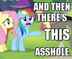 Size: 682x562 | Tagged: and then there's this asshole, caption, derpibooru import, discord, fluttershy, image macro, liberty belle, meme, rainbow dash, safe, text, vulgar