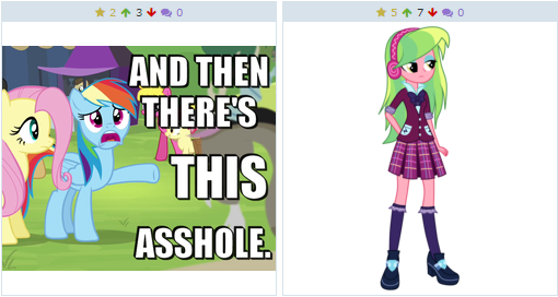 Size: 510x272 | Tagged: safe, derpibooru import, fluttershy, lemon zest, rainbow dash, derpibooru, equestria girls, and then there's this asshole, exploitable meme, juxtaposition, juxtaposition win, meme, meta, vulgar