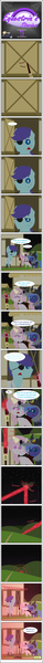 Size: 586x9040 | Tagged: artist:zacatron94, cewestia, clothes, comic, costume, cute, derpibooru import, equestria's stories, eyepatch, female, filly, magic, pink-mane celestia, princess celestia, princess luna, royal guard, semi-grimdark, staff, woona, younger