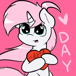 Size: 500x500 | Tagged: safe, artist:lightningnickel, derpibooru import, oc, oc:cotton candy, unofficial characters only, pony, bipedal, heart, holiday, solo, valentine's day
