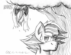 Size: 1631x1269 | Tagged: >.>, artist:the1king, clothes, derpibooru import, grayscale, monochrome, oc, oc:kamui yuki, oc:kyuflake, safe, scarf, sketch, sneaking, soon, tree, unofficial characters only