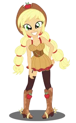 Size: 4025x6551 | Tagged: suggestive, artist:sumin6301, derpibooru import, applejack, equestria girls, friendship through the ages, rainbow rocks, '90s, absurd resolution, boots, clothes, country applejack, cowboy boots, cowboy hat, freckles, hat, looking at you, rockin' hair, shoes, simple background, sleeveless, solo, transparent background, undressing, vector