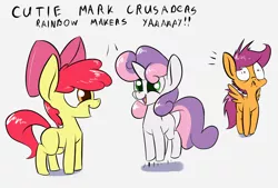 Size: 1748x1181 | Tagged: :<, adorabloom, apple bloom, artist:underpable, bad joke, bad pun, cute, cutealoo, cutie mark crusaders, dark comedy, derpibooru import, derpin daily, diasweetes, fanfic:rainbow factory, frown, ironic, irony, open mouth, pronking, ptsd, pun, scared, scootaloo, semi-grimdark, smiling, spread wings, sweetie belle, this will end in death, this will end in tears, this will end in tears and/or death, underpable is trying to murder us, wide eyes, wings