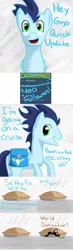 Size: 1152x3953 | Tagged: safe, derpibooru import, soarin', pony, vocational death cruise, evil, facial hair, followers, food, monocle, moustache, pie, that pony sure does love pies, tumblr, world domination