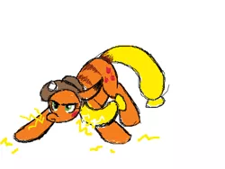 Size: 520x390 | Tagged: applejack, artist:amymist, crossover, derpibooru import, doodle or die, electricity, female, fusion, hybrid, nintendo, pikachu, pikajack, pokémon, ponymon, ponymon hybrid, safe, simple background, sketch, solo, video game