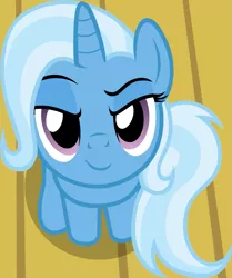 Size: 1079x1291 | Tagged: safe, artist:badumsquish, derpibooru import, part of a set, trixie, pony, unicorn, adobe fireworks, badumsquish is trying to murder us, badumsquish's kitties, bedroom eyes, cute, diatrixes, dreamworks face, female, image, looking at you, looking up, mare, png, raised eyebrow, sitting, smiling, smirk, solo