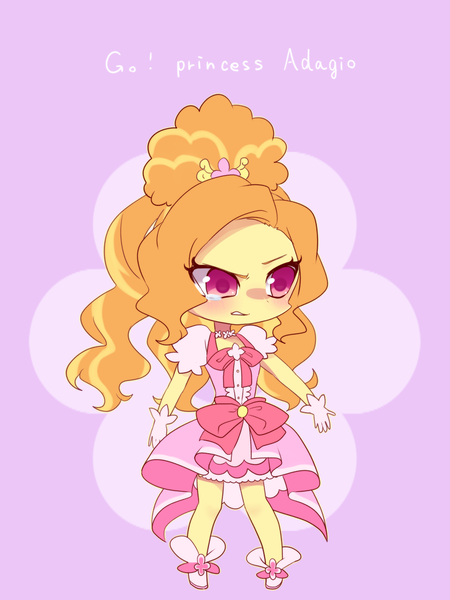 Size: 1200x1600 | Tagged: safe, artist:kkmrarar, derpibooru import, adagio dazzle, equestria girls, chibi, cure flora, go! princess precure, haruno haruka, japanese, precure, solo, voice actor joke, yu shimamura