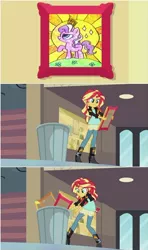 Size: 556x939 | Tagged: safe, derpibooru import, diamond tiara, sunset shimmer, crusaders of the lost mark, equestria girls, exploitable meme, frame, meme, sunset's art critics