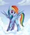 Size: 864x1002 | Tagged: safe, artist:ponykillerx, banned from derpibooru, deleted from derpibooru, derpibooru import, rainbow dash, pegasus, pony, cloud, cloudy, female, happy, looking down, mare, multicolored hair, on a cloud, open mouth, rainbow hair, rainbow tail, raised hoof, sky, smiling, solo, spread wings, standing, standing on cloud, wings