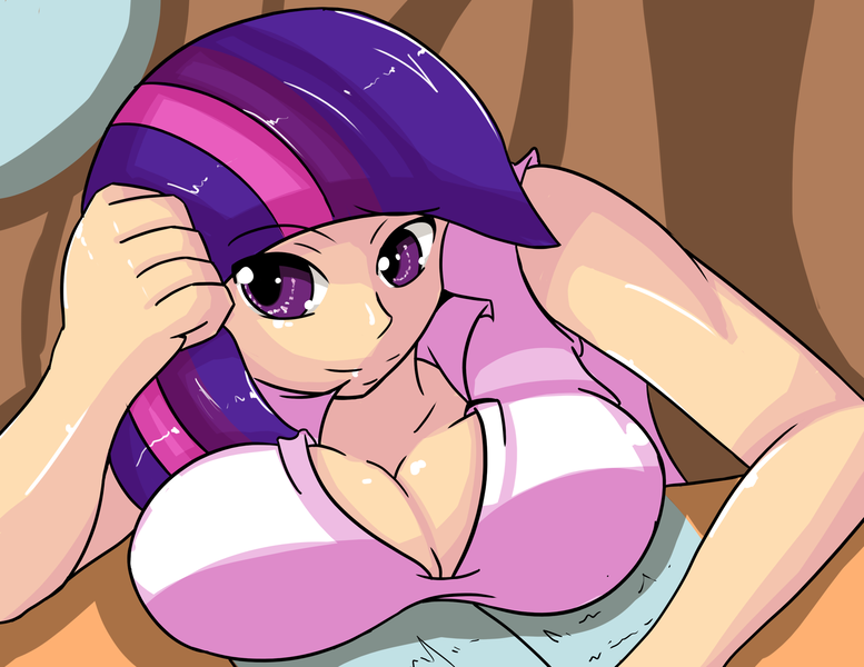 Size: 1600x1236 | Tagged: artist:d-xross, book, breasts, busty twilight sparkle, cleavage, derpibooru import, female, human, humanized, solo, solo female, suggestive, twilight sparkle