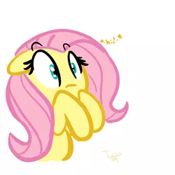 Size: 800x800 | Tagged: dead source, safe, artist:tess, derpibooru import, fluttershy, pegasus, pony, female, floppy ears, hiccups, mare, simple background, solo, white background, wide eyes