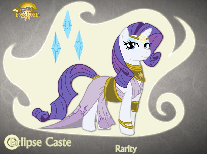 Size: 1280x952 | Tagged: safe, artist:rhanite, derpibooru import, rarity, pony, unicorn, abstract background, anima banner, clothes, crossover, dress, exalted, female, gray background, mare, photoshop, simple background, solar exalted, solo