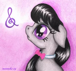 Size: 1198x1115 | Tagged: safe, artist:nenneke69, derpibooru import, octavia melody, earth pony, pony, clef, female, floppy ears, mare, profile, solo, traditional art