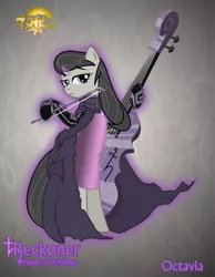 Size: 995x1280 | Tagged: safe, artist:rhanite, derpibooru import, octavia melody, earth pony, pony, abstract background, bipedal, cello, crossover, exalted, female, gray background, mare, musical instrument, photoshop, sidereal exalted, simple background, solo