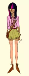 Size: 349x900 | Tagged: artist:emmy, clothes, derpibooru import, female, human, humanized, safe, simple background, skinny, skirt, solo, twilight sparkle