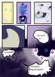 Size: 900x1252 | Tagged: safe, artist:lyun, derpibooru import, nightmare moon, princess luna, alicorn, pony, comic, female, mare, s1 luna