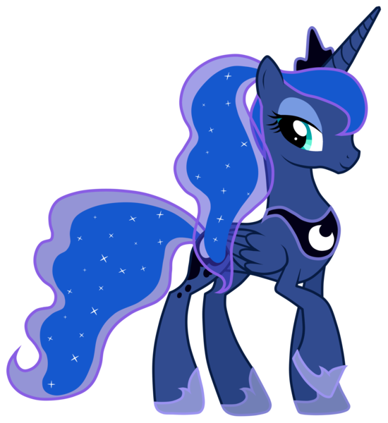 Size: 4582x5000 | Tagged: safe, artist:jennieoo, derpibooru import, princess luna, alicorn, pony, absurd resolution, alternate hairstyle, female, mare, ponytail, simple background, solo, transparent background, vector