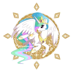 Size: 800x800 | Tagged: safe, artist:jiayi, derpibooru import, princess celestia, alicorn, pony, abstract background, female, flying, looking back, mare, solo