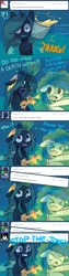 Size: 640x2558 | Tagged: safe, artist:pekou, derpibooru import, queen chrysalis, changeling, changeling queen, pegasus, pony, ask chrysalis, angry, cheese, comic, dialogue, duo, floppy ears, image, male, png, stallion, swiss cheese, tumblr