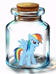 Size: 600x800 | Tagged: artist needed, safe, derpibooru import, rainbow dash, pegasus, pony, angry, bottle, female, mare, pony in a bottle, solo