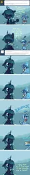 Size: 640x3660 | Tagged: safe, artist:pekou, derpibooru import, minuette, queen chrysalis, changeling, changeling queen, pony, unicorn, ask chrysalis, bow, brushie, clothes, dialogue, female, floppy ears, hair bow, image, looking at you, mare, png, scarf, tumblr