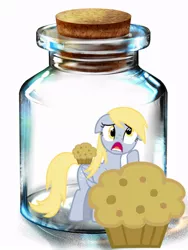 Size: 600x800 | Tagged: artist needed, safe, derpibooru import, derpy hooves, pegasus, pony, bottle, female, floppy ears, mare, muffin, pony in a bottle, solo