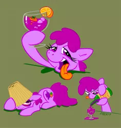 Size: 813x861 | Tagged: safe, artist:kabukihomewood, derpibooru import, berry punch, berryshine, earth pony, pony, alcohol, comic, drunk, female, glass, green background, mare, photoshop, prone, simple background, sketch dump, solo, tongue out, wine