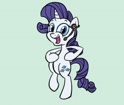 Size: 650x550 | Tagged: safe, artist:flavinbagel, derpibooru import, rarity, pony, unicorn, ask gamer ponies, animated, ask, bipedal, dancing, female, gif, headset, mare, open mouth, simple background, solo