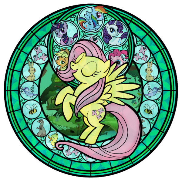 Size: 720x720 | Tagged: safe, artist:akili-amethyst, derpibooru import, applejack, fluttershy, pinkie pie, rainbow dash, rarity, twilight sparkle, pegasus, pony, dive to the heart, female, kingdom hearts, mare, rearing, stained glass