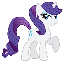 Size: 5000x4842 | Tagged: safe, artist:jennieoo, derpibooru import, rarity, pony, unicorn, absurd resolution, alternate hairstyle, female, looking back, mare, ponytail, raised hoof, simple background, solo, transparent background, vector