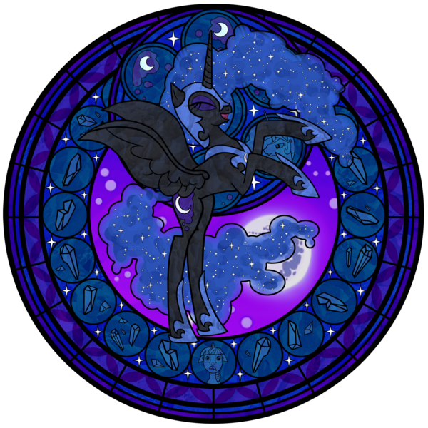 Size: 1600x1600 | Tagged: safe, artist:akili-amethyst, derpibooru import, nightmare moon, princess celestia, twilight sparkle, alicorn, pony, dive to the heart, female, kingdom hearts, mare, rearing, stained glass