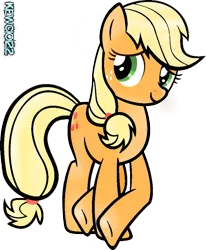 Size: 811x984 | Tagged: safe, artist:kewcio122, derpibooru import, applejack, earth pony, pony, crossed hooves, female, hatless, mare, missing accessory, simple background, solo, transparent background