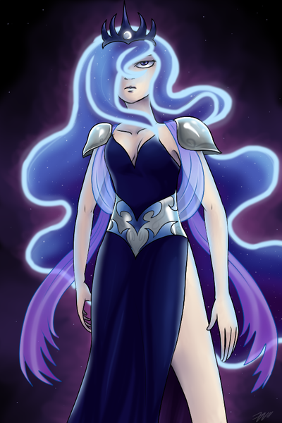 Size: 600x900 | Tagged: artist:7nights, ask, derpibooru import, female, hair over one eye, human, humanized, human luna, nightmare moon, princess luna, safe, solo