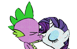 Size: 280x180 | Tagged: safe, artist:mechathefox, derpibooru import, rarity, spike, dragon, pony, unicorn, animated, faint, female, gif, interspecies, kissing, male, mare, older, older spike, shipping, simple background, sparity, straight, transparent background